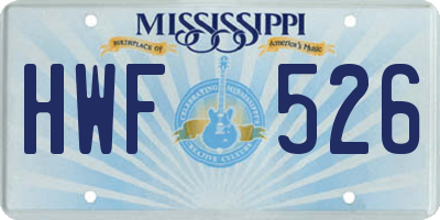 MS license plate HWF526