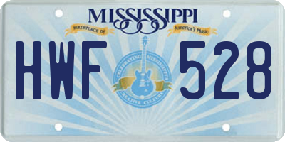 MS license plate HWF528