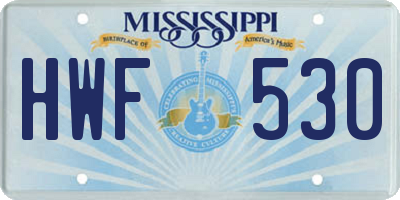 MS license plate HWF530