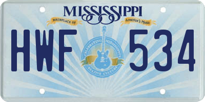 MS license plate HWF534