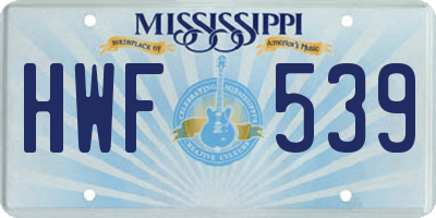 MS license plate HWF539