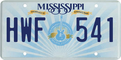 MS license plate HWF541