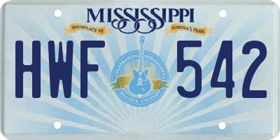 MS license plate HWF542