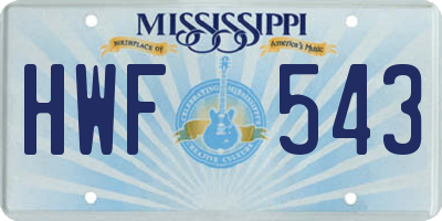 MS license plate HWF543