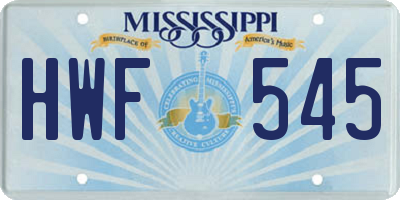 MS license plate HWF545