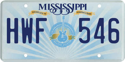 MS license plate HWF546