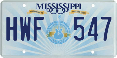 MS license plate HWF547