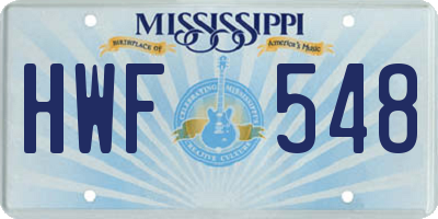 MS license plate HWF548