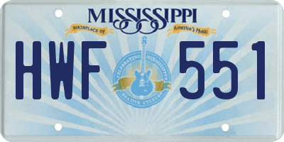 MS license plate HWF551