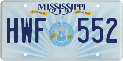 MS license plate HWF552