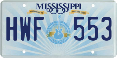 MS license plate HWF553