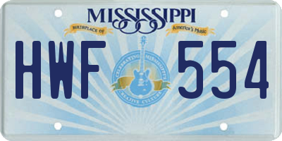 MS license plate HWF554