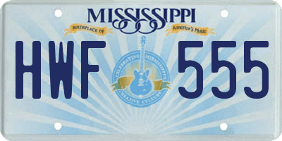 MS license plate HWF555