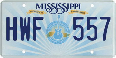 MS license plate HWF557