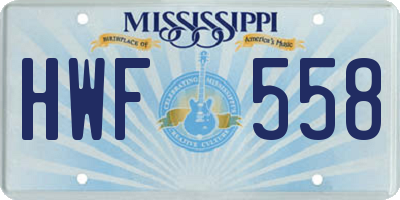 MS license plate HWF558