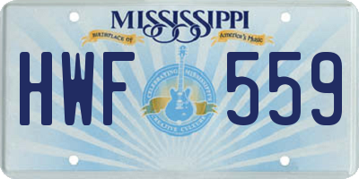 MS license plate HWF559