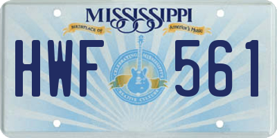 MS license plate HWF561