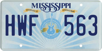 MS license plate HWF563