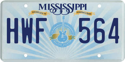 MS license plate HWF564