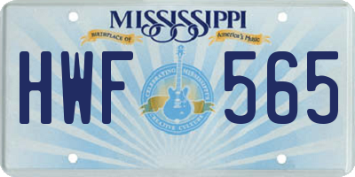 MS license plate HWF565