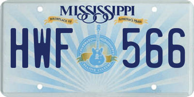 MS license plate HWF566