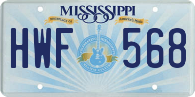 MS license plate HWF568