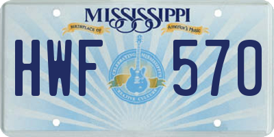 MS license plate HWF570