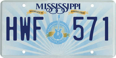 MS license plate HWF571