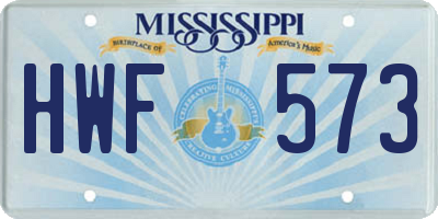 MS license plate HWF573