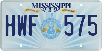 MS license plate HWF575