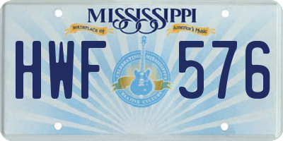MS license plate HWF576