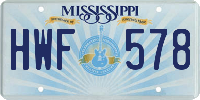 MS license plate HWF578