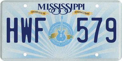 MS license plate HWF579