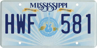 MS license plate HWF581
