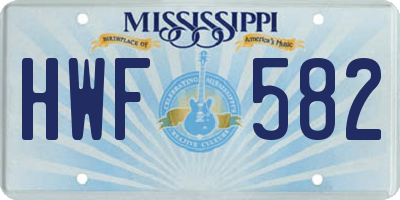 MS license plate HWF582
