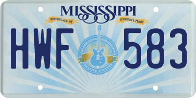 MS license plate HWF583