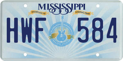 MS license plate HWF584