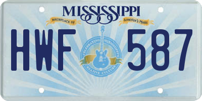 MS license plate HWF587