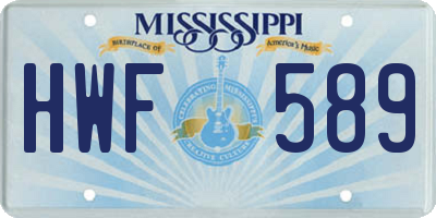 MS license plate HWF589