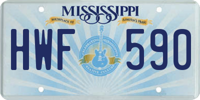 MS license plate HWF590