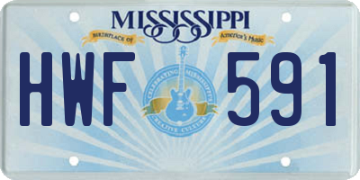 MS license plate HWF591