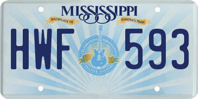 MS license plate HWF593