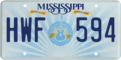 MS license plate HWF594