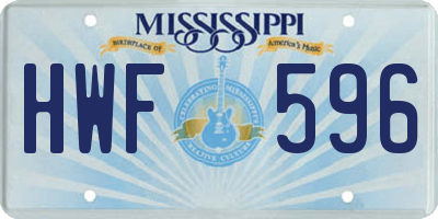 MS license plate HWF596