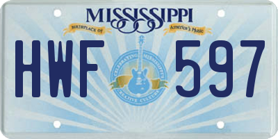 MS license plate HWF597