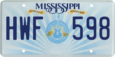 MS license plate HWF598