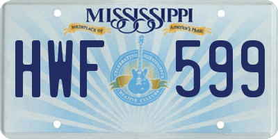 MS license plate HWF599