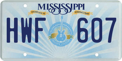 MS license plate HWF607