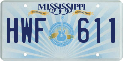 MS license plate HWF611