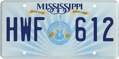 MS license plate HWF612